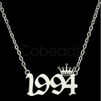 Crown Birth Year 201 Stainless Steel Pendant Necklaces for Women FS-WG4E8F2-55-1