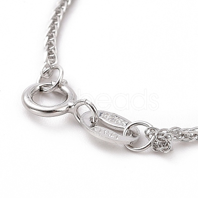 Anti-Tarnish Rhodium Plated 925 Sterling Silver Wheat Chains Necklace for Women STER-I021-03A-P-1