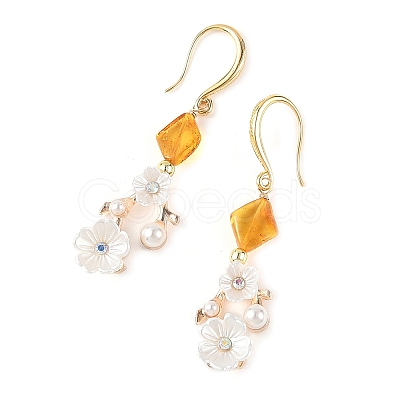 Alloy & Resin & Acrylic Pearl Dangle Earrings EJEW-JE07366-1