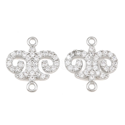 Brass Micro Pave Clear Cubic Zirconia Connector Charms CU-CBA7BFE-03A-P-1