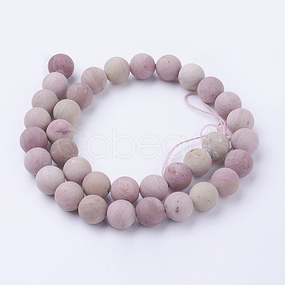 Frosted Natural Rhodonite Round Bead Strands G-G735-09F-10mm-1