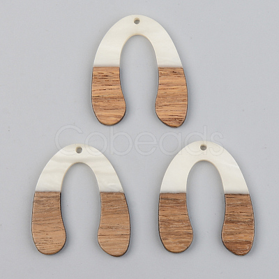 Opaque Resin & Walnut Wood Pendants RESI-S389-058A-C04-1