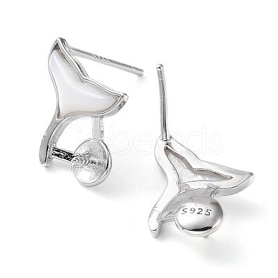 Rhodium Plated 925 Sterling Silver Stud Earring Findings STER-G036-02P-1