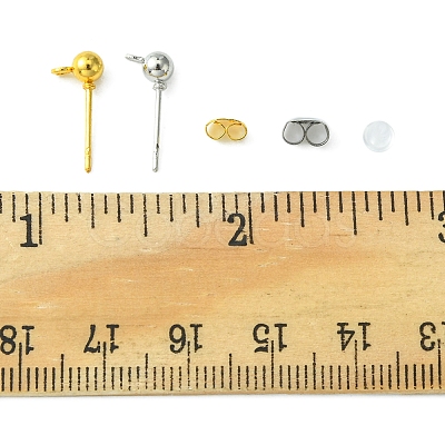 40Pcs 2 Color Iron Ball Stud Earring Post IFIN-FS0001-25-1