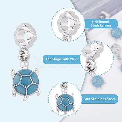 20Pcs Alloy Cadet Blue Enamel European Dangle Charms MPDL-DC0001-02-1