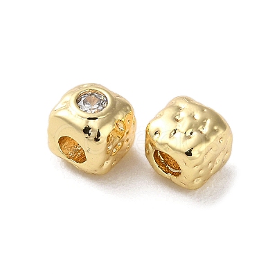 Brass Micro Pave Cubic Zirconia Beads KK-P256-09G-01-1