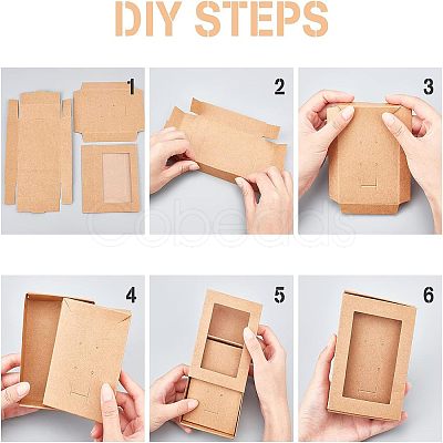 Foldable Drawer Type Creative Kraft Paper Box CON-WH0077-12-1