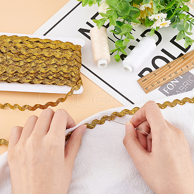 Sparkle Wave Pattern Metallic Polyester Ribbon OCOR-WH0047-15B-1