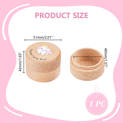 Round Printed Wood Baby Tooth Keepsake Cases with Lids CON-WH0113-12A-1
