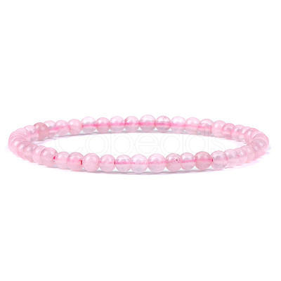 4mm Round Natural Dyed Rose Quartz Beads Bracelet for Men KG3069-33-1