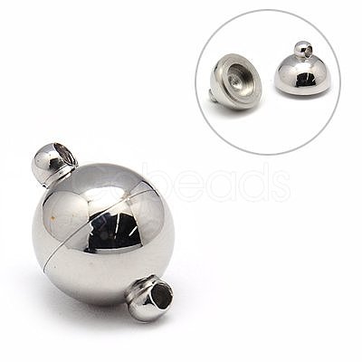 Tarnish Resistant Stainless Steel Magnetic Clasps with Loops STAS-E049-13B-1