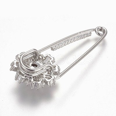 Brass Micro Pave Cubic Zirconia Safety Brooch X-JEWB-I010-08P-1