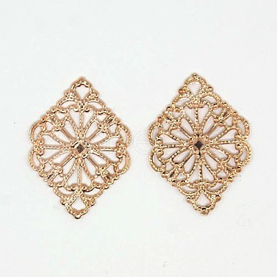 Rhombus Shaped Brass Filigree Findings KK-M005-01RG-1