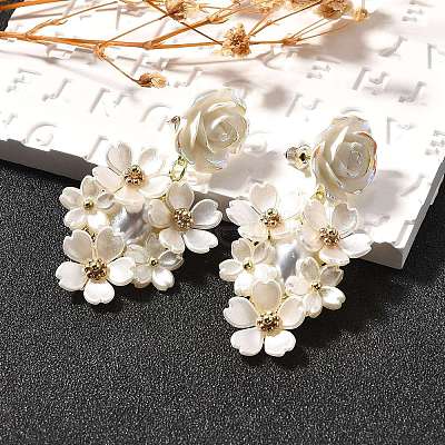 Alloy & 925 Sterling Silver & Acrylic Dangle Stud Earrings LS-EJEW-Q013-08A-1