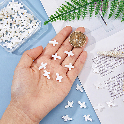 3 Strands Natural Freshwater Shell Cross Beads Strands BSHE-DC0001-02-1