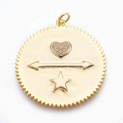 Brass Micro Pave Cubic Zirconia Pendants ZIRC-O026-25G-NR-1