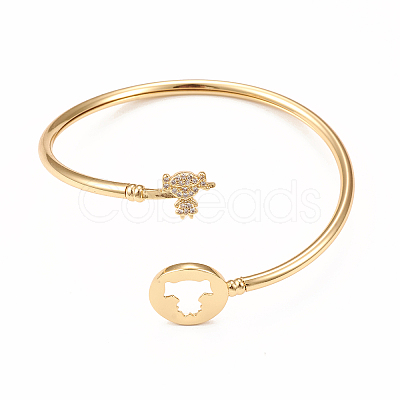 Rack Plating Brass Micro Pave Cubic Zirconia Bangles BJEW-E071-17G-02-1