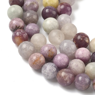 Natural Lepidolite/Purple Mica Stone Beads Strands G-F591-28-8mm-1