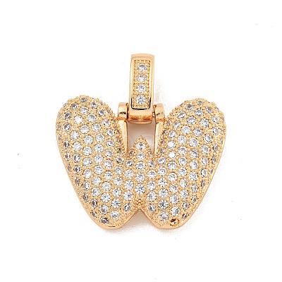 Brass Micro Pave Clear Cubic Zirconia Pendants KK-B099-01G-W-1