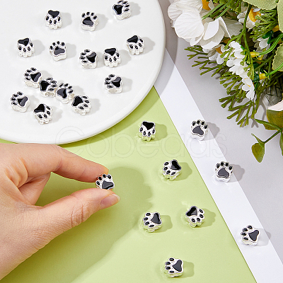 24Pcs Silver Color Plated Alloy Enamel European Beads ENAM-DC0002-23-1