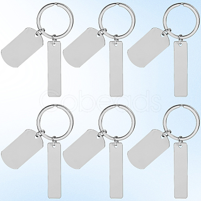 20Pcs 201 Stainless Steel Blank Pendant Keychain KEYC-SC0001-62A-1