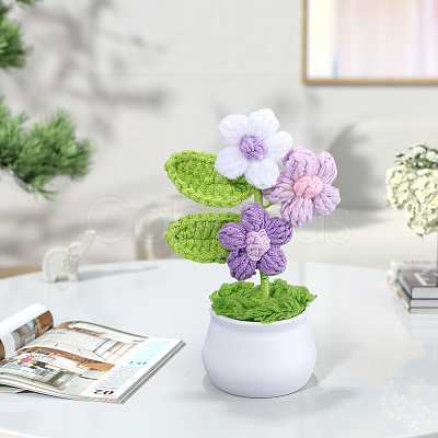 1Pc Hand Knitted Potted Plants Crochet Flower DJEW-SC0001-15A-1