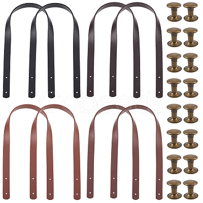 8 Bags 3 Colors PU Leather Bag Handles FIND-CL0001-08-1