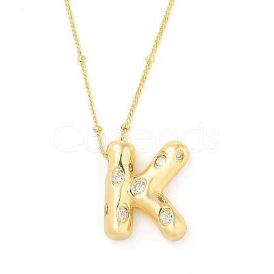 Brass Micro Pave Clear Cubic Zirconia Pendant Necklaces NJEW-Z038-01G-K-1