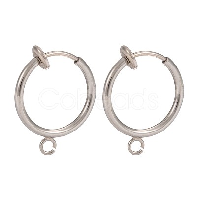 316 Surgical Stainless Steel Clip-on Hoop Earrings STAS-S101-15mm-01P-1