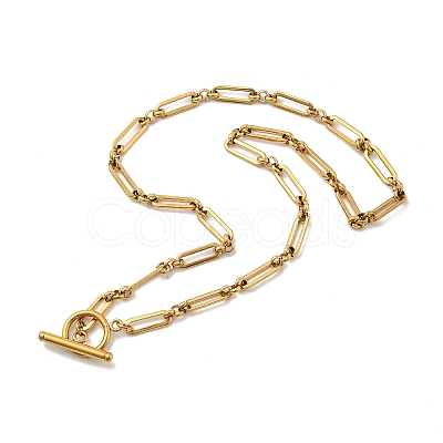 5MM 304 Stainless Steel Oval Link Chain OT Necklaces for Women NJEW-A059-04G-1