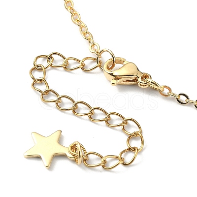 Natural Agate Round & Alloy Enamel Star Charms Bib Necklace with 304 Stainless Steel Chains NJEW-JN04404-02-1