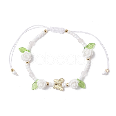 Glass Seed Bead and Resin Braided Bead Bracelets for Women BJEW-MZ00237-1