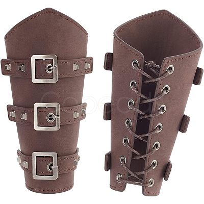 Leatheroid Punk Style Cuff Wristband for Bikers AJEW-WH0020-38A-1