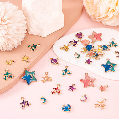 48Pcs 24 Styles Alloy Enamel Pendants ENAM-TA0003-16-1