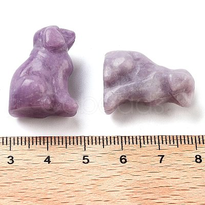 Natural Lepidolite/Purple Mica Stone Carved Dog Figurines DJEW-L023-A08-1