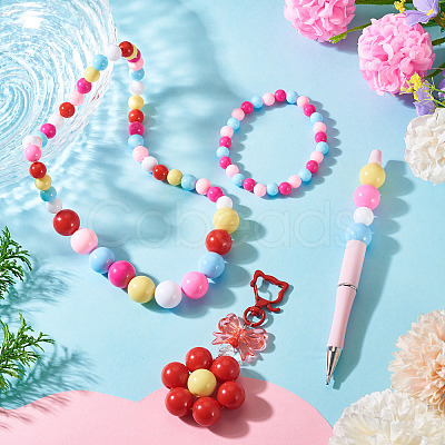 100Pcs 5 Styles Opaque Acrylic Beads MACR-TADJ0001-12E-1