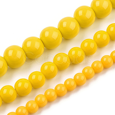 Opaque Solid Color Glass Beads Strands GLAA-T032-P4mm-08-1