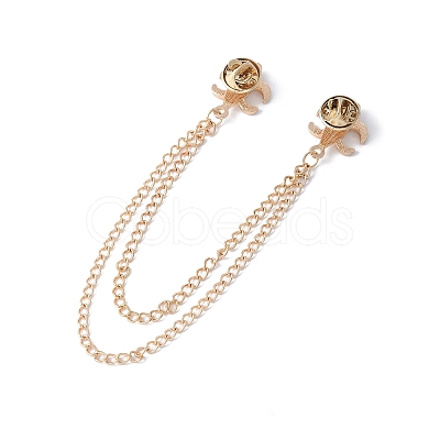 Fleur De Lis Alloy Hanging Chain Brooches JEWB-NH0001-01G-1