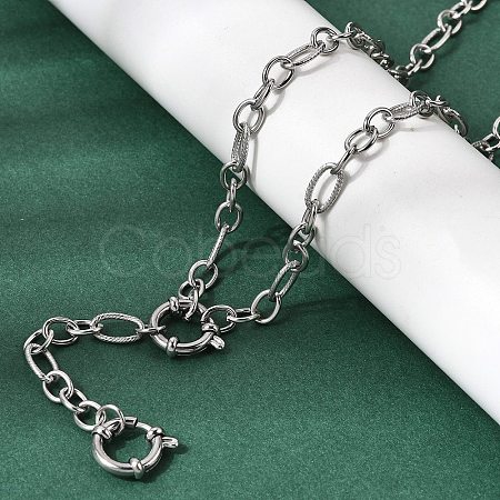 5.5MM 201 Stainless Steel Textured Figaro Chain Necklaces for Unisex NJEW-K302-27P-1