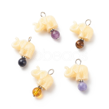 Opaque Resin and Natural Mixed Stone Pendants PALLOY-JF01765-02-1