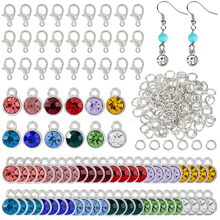 DIY Flat Round Alloy Rhinestone Pendent Decoration Making Kits DIY-FH0008-95-1