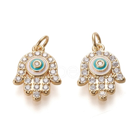 Brass Micro Pave Clear Cubic Zirconia Pendants ZIRC-L098-002G-1