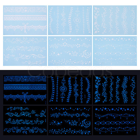 6 Sheets Luminous Paper Tattoo Stickers STIC-TAC0001-007A-1