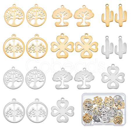 SUNNYCLUE 40Pcs 5 Style 304 Stainless Steel Charms STAS-SC0003-48-1