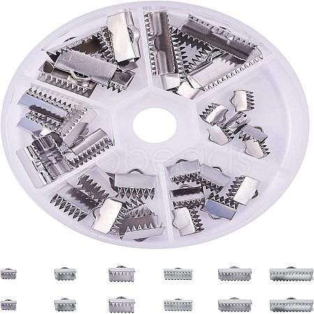 304 Stainless Steel Ribbon Crimp Ends STAS-PH0018-25P-1