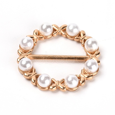 Alloy Resin Imitation Pearl Buckles JEWB-WH0014-11-1