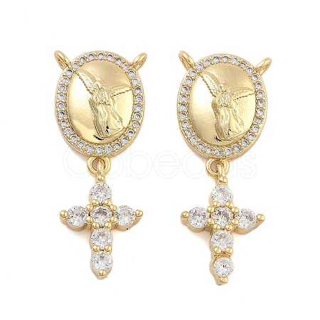 Brass Pave Cubic Zirconia Pendants KK-U009-09A-G-1