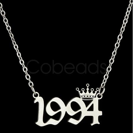 Crown Birth Year 201 Stainless Steel Pendant Necklaces for Women FS-WG4E8F2-55-1