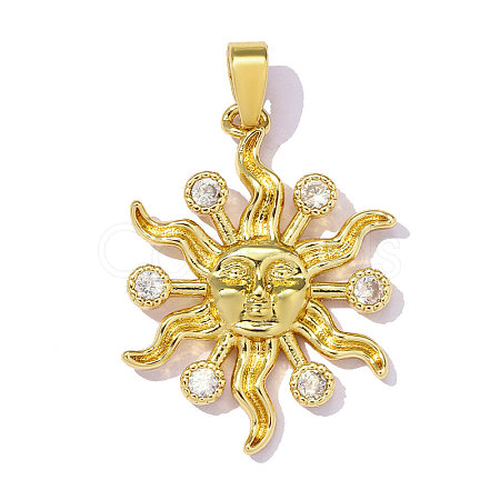 Brass Micro Pave Clear Cubic Zirconia Pendants CU-OY001-71G-1