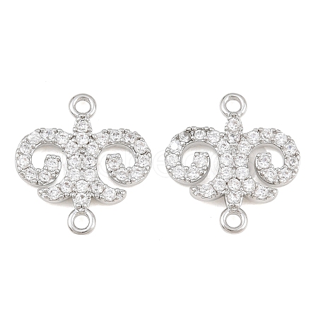 Brass Micro Pave Clear Cubic Zirconia Connector Charms CU-CBA7BFE-03A-P-1